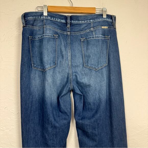 Kancan Blue Wide Leg Distressed High Rise Jeans Womens 31 Denim Classic Raw Hem - Picture 10 of 13